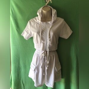White Hooded Short Sleeve Romper